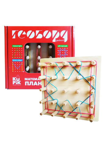 Розвиваюча пізнавальна гра математичний планшет геоборд геометрична дошка дерев'яна 15х15 см (474416-Prob) Unbranded (258404830)