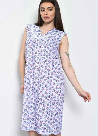 Нічна сорочка жіноча білого кольору з квітковим принтом Let's Shop (275466457)
