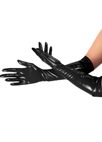 Черный глянцевые виниловые перчатки -ora Art of Sex