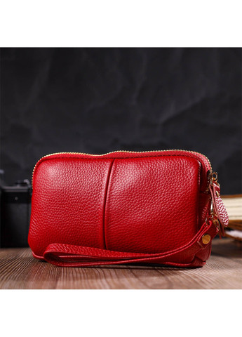 Стильный женский клатч на два отделения из натуральной кожи 22090 Красный Vintage (260360833)