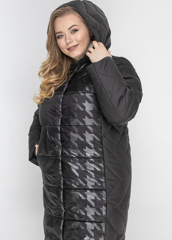 Чорна зимня куртка жіноча євро зима пуховик з капюшоном DIMODA Жіноча зимова куртка від українського виробника