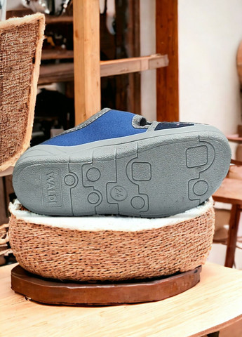 Синие етские тапочки для мальчика ортопедические гриша мото 24 (15см) Waldi