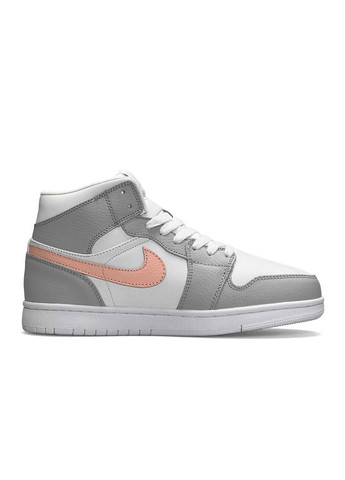 Серые зимние кроссовки женские, вьетнам Nike Air Jordan 1 Retro High Gray White Pink Fur