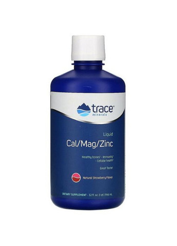 Trace Minerals Liquid Cal/Mag/Zinc, 32 fl oz 946 ml Natural Strawberry Flavor TMR-00230 Trace Minerals Research (259450399)