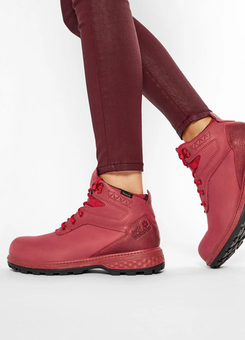 Красные женские ботинки со шнурками