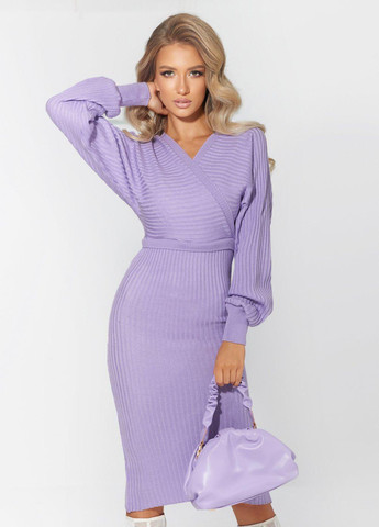 Фіолетова сукнi норма в'язана сукня в рубчик (ут000068858) Lemanta