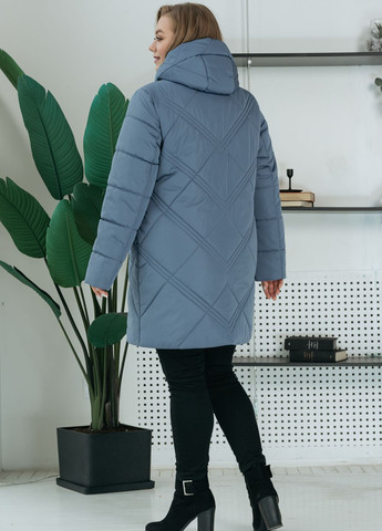 Серо-голубая демисезонная демисезонная женская куртка большого размера куртка-пальто SK