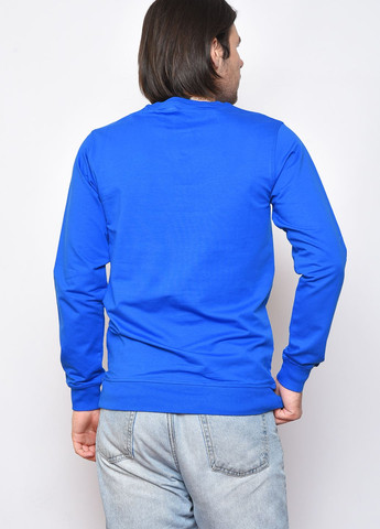 Батник мужской синего цвета с надписью Let's Shop - Прямой крой надпись синий кэжуал хлопок - (260211062)