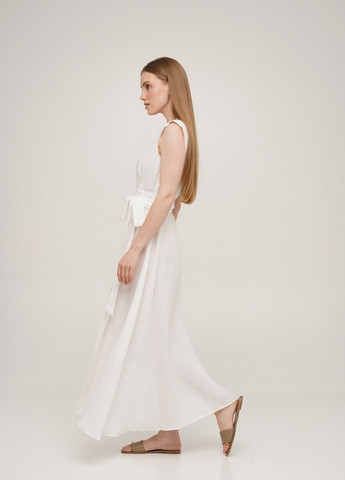 Белое кэжуал платье на запах льняное linen белое SoundSleep