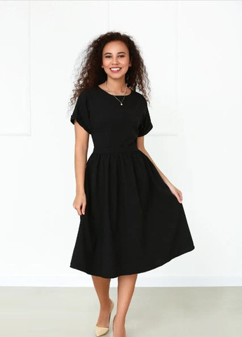 Черное кэжуал платье миди Fashion Girl однотонное