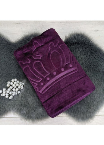 Unbranded полотенце микрофибра велюр для лица быстросохнущее влагопоглощающее с узором 100х50 см (476139-prob) корона фиолетовое фиолетовый производство -