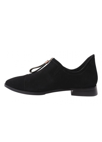 Туфлі жіночі з натуральної замші, на низькому ходу, чорні, Brocoly 325-21dtc (257438500)