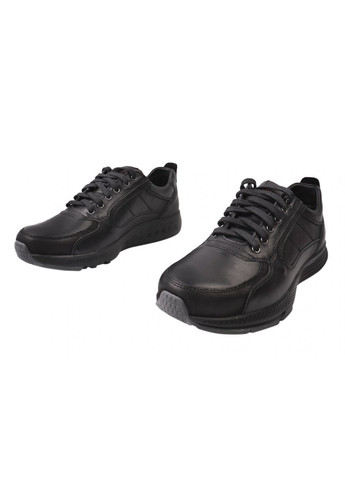 Черные кроссовки мужские из натуральной кожи, на низком ходу, на шнуровке, черные, украина Detta 51-21/23DTS