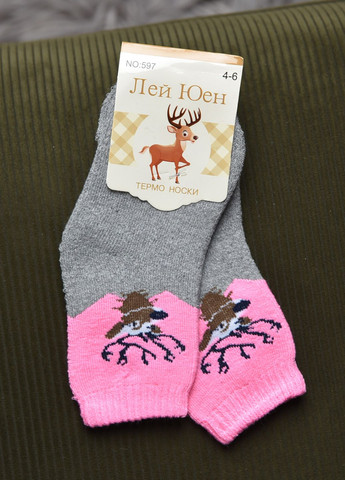 Шкарпетки дитячі махрові для дівчинки сірого кольору Let's Shop (269387479)