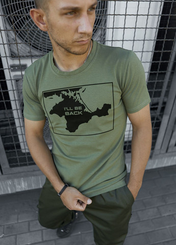 Хакі (оливкова) чоловіча патріотична футболка No Brand