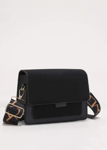 Жіноча класична сумочка через плече крос-боді на ремінці бархатна велюрова замшева чорна No Brand (257007437)