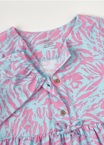 Рожева плаття з довгим рукавом "зебра рожево-бірюзова" KRAKO (258341442)