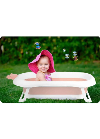Складна компактна портативна ванна з подушкою нековзним оздобленням для дітей малюків (475162-Prob) Біло-рожева Unbranded (262596927)