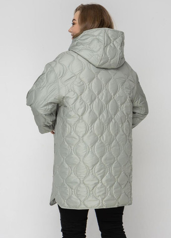 Оливкова демісезонна демісезонна двостороння подовжена жіноча куртка з капюшоном DIMODA Жіноча куртка від українського виробника