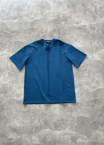 Синяя футболка ms basic оверсайз (синий) с длинным рукавом Vakko