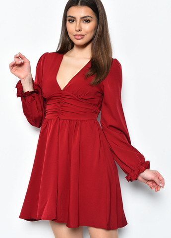 Червона кежуал сукня жіноча шифонова червоного кольору балон Let's Shop однотонна