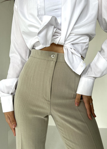 Светло-бежевые кэжуал демисезонные прямые брюки INNOE