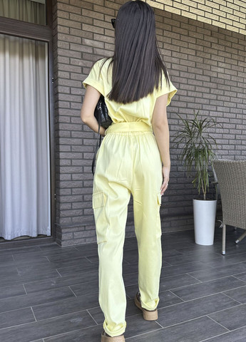Комбинезон женский желтого цвета Let's Shop комбинезон-брюки однотонный жёлтый кэжуал трикотаж