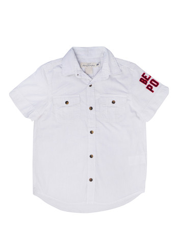 Сорочка в смужку з коротким рукавом для хлопчика 170 білий-сірий H&M (257666302)