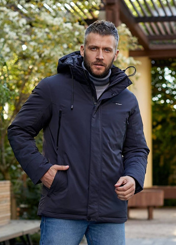Сіра чоловіча тепла курточка колір графіт р.48 443018 New Trend