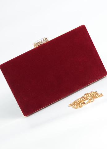Бордовий вечірній клатч з велюру на ланцюжку маленька сумочка міні бокс випускний велюровий No Brand (267229426)