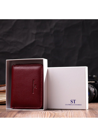Симпатичний шкіряний гаманець для жінок на блискавці з тисненим логотипом виробника 19491 Бордовий st leather (277980395)