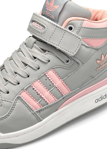 Серые демисезонные кроссовки женские adidas forum 84 mid grey pink w реплика серые No Brand