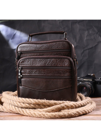 Практичная мужская сумка кожаная 21274 Коричневая Vintage (258286262)