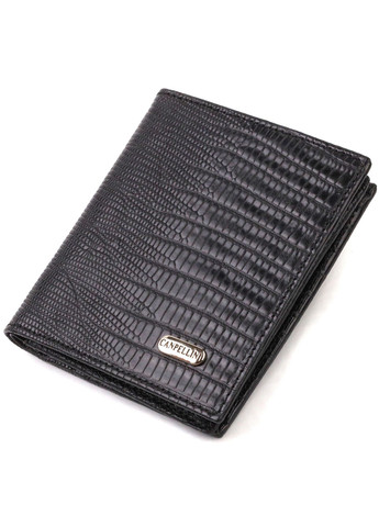 Кожаное компактное портмоне для мужчин с тиснением 21739 Черное Canpellini (259874067)