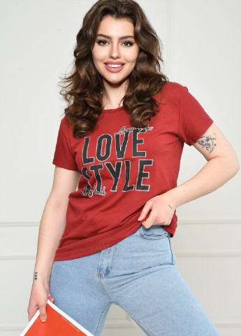 Теракотова літня футболка жіноча теракотового кольору Let's Shop