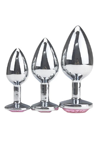 Набір металевих анальних пробок із синім каменем S M L No Brand (278017506)