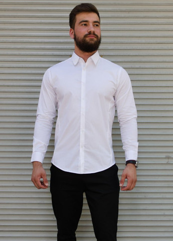 Белая классическая рубашка однотонная Vakko