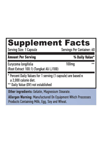 Стимулятор тестостерону LongJack 100:1 100mg 60 caps Haya Labs (260062104)