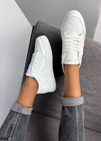 Белые демисезонные демисезонные кожаные кроссовки No Brand