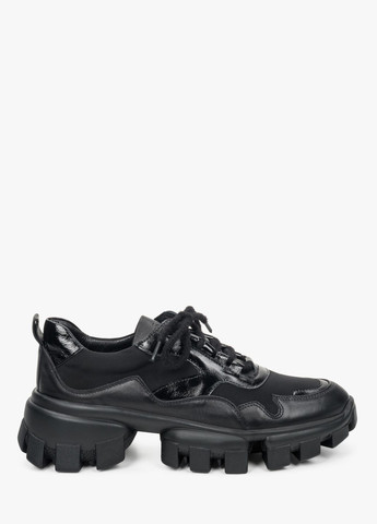 Чорні осінні кросівки, колір чорний Estro