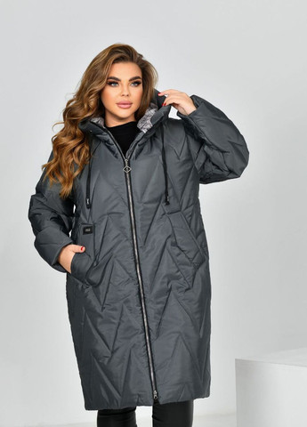 Серая женская теплая курточка цвет серый р.54 447403 New Trend