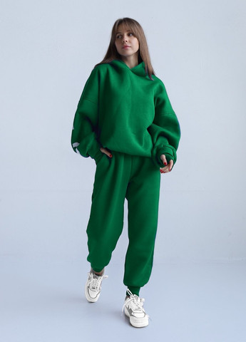 Теплий жіночий спортивний костюм на флісі Оверсайз 2.0 Зелений Chicago 2311 (268561896)