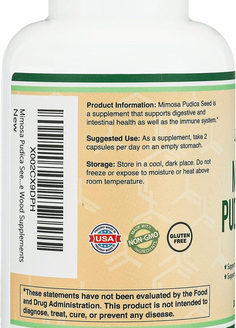 Экстракт мимозы Mimosa Pudica Extract 1000 mg 180 capsules Double Wood Supplements (262806952)
