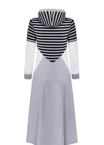 Черно-белое повседневный сукня багатокольорова (смугасто-біло-сіра) LKcostume