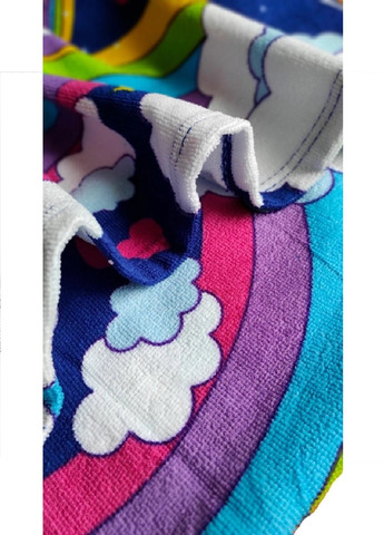 Unbranded детское пляжное полотенце пончо с капюшоном микрофибра для ванной бассейна пляжа 60х60 см (474681-prob) единорог рисунок синий производство -