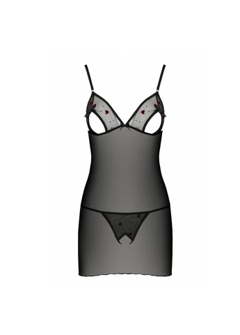 Чорний сорочка з вирізами на грудях + стрінгиovelia chemise - Passion