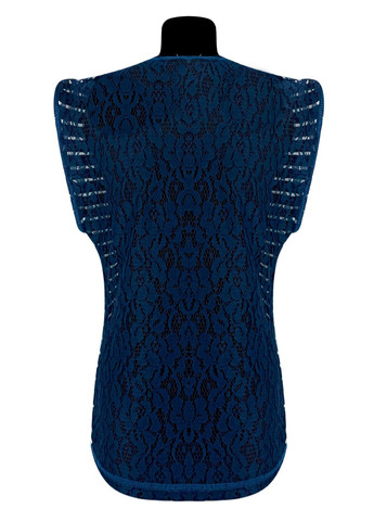 Синя демісезонна блуза віскоза з сп. рук. гіпюр смужка Жемчужина стилей 1005