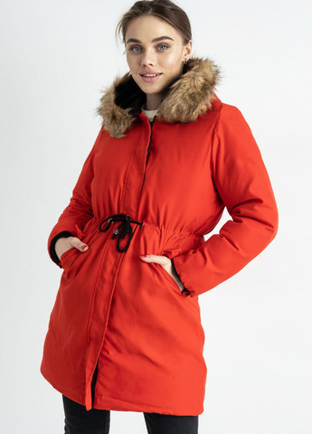 Красная зимняя куртка женская двухсторонняя черно-красная Let's Shop