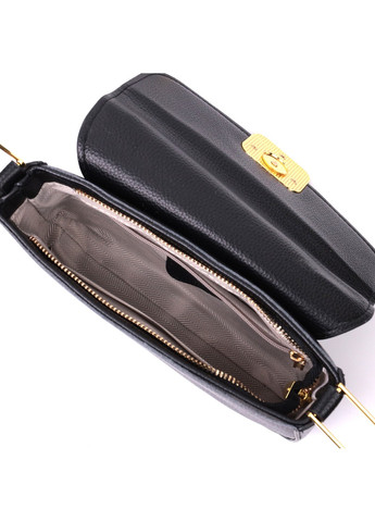 Лаконичная сумка с жестким каркасом из натуральной кожи 22391 Черная Vintage (276457471)