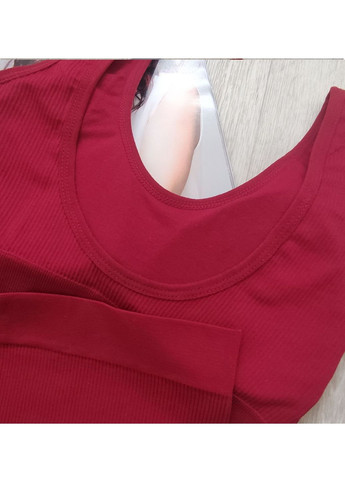 Бордовый демисезонный комплект женского нижнего белья в рубчик бордовый No Brand